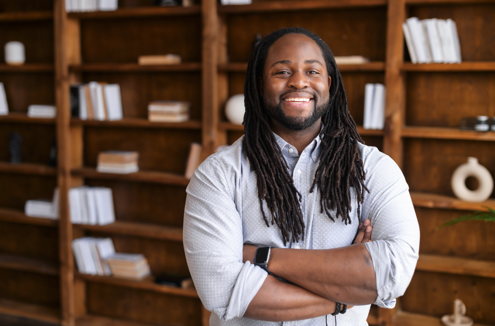Male with a long hairstyle